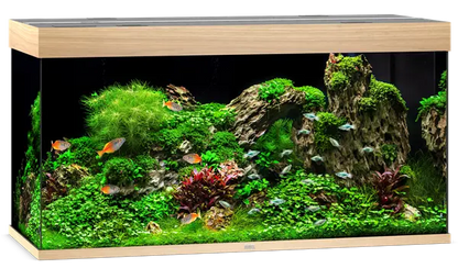 Juwel Rio 350 Light Wood Aquarium & Cabinet Combo with built-in LED lighting, internal filtration system, and matching cabinet for freshwater fish, planted tanks, and large community aquariums.