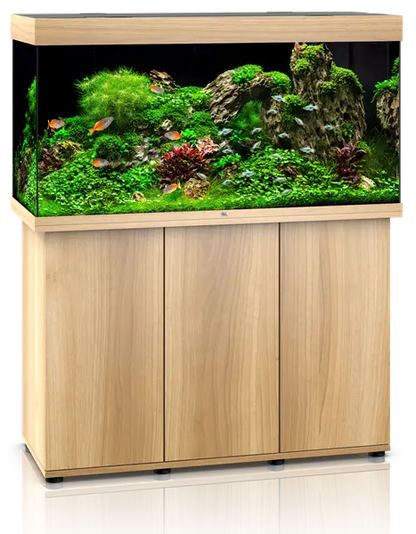Juwel Rio 350 Light Wood Aquarium & Cabinet Combo with built-in LED lighting, internal filtration system, and matching cabinet for freshwater fish, planted tanks, and large community aquariums.