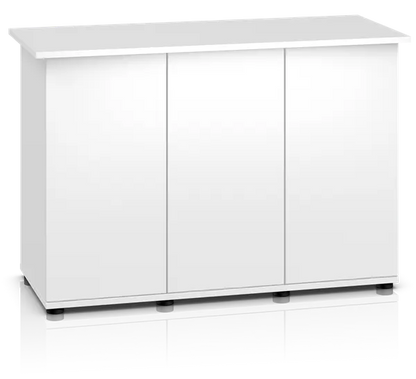 Juwel Rio 350 White Aquarium & Cabinet Combo with integrated LED lighting, built-in filtration, and matching white stand for freshwater fish, planted aquariums, and cichlid setups.