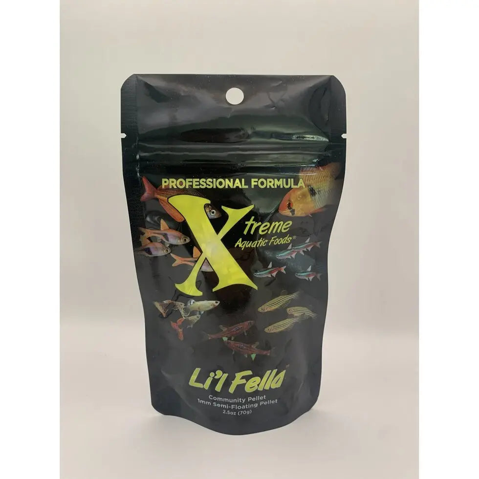Xtreme Li'L Fella 1mm semi-floating community fish pellets, 18 oz container