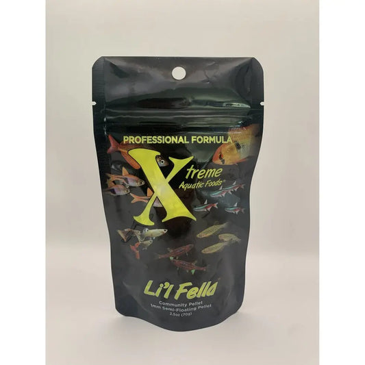 Xtreme Li'L Fella 1mm semi-floating community fish pellets, 18 oz container