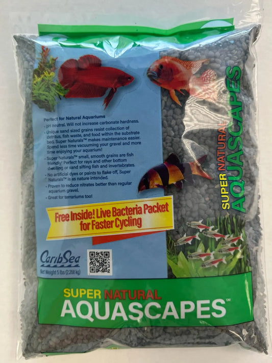 Super Naturals Midnight River 5 lb aquarium gravel – dark natural riverbed substrate for freshwater aquariums and planted tanks.