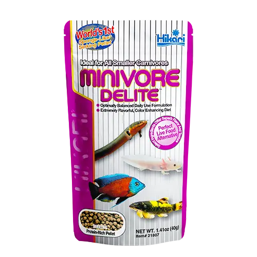 Hikari Minivore Delite 1.41oz carnivorous tropical fish food pellets for bettas dwarf cichlids and freshwater fish
