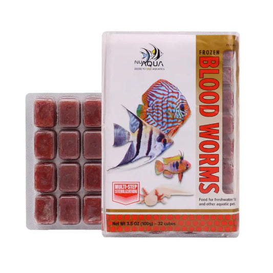 nuaqua bloodworms 3.5 oz frozen fish food for freshwater fish high protein aquarium feeding