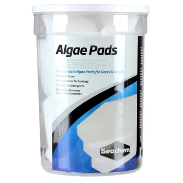 Seachem Algae Pads 18 Pack aquarium cleaning pads for removing algae and biofilm from glass and acrylic freshwater, saltwater, reef, and planted tanks.