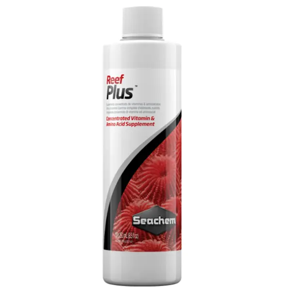 Seachem Reef Plus 250 mL vitamin amino acid and trace nutrient supplement for reef aquariums