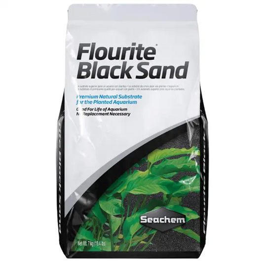 Seachem Flourite Black Sand 15.4 lb planted aquarium substrate for freshwater planted tanks, shrimp tanks, aquascapes, and root-feeding plants.