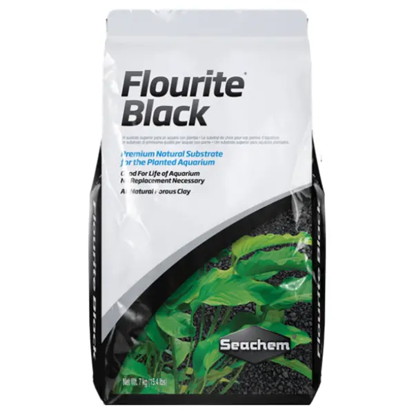 Seachem Flourite Black 15.4 lb planted aquarium substrate for freshwater planted tanks, shrimp tanks, aquascapes, and root-feeding plants.