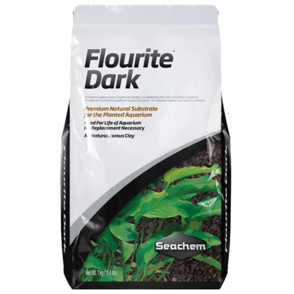 Seachem Flourite Dark 15.4 lb planted aquarium substrate for freshwater planted tanks, shrimp tanks, aquascapes, and root-feeding plants.