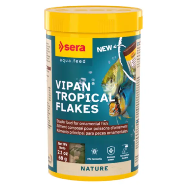 Sera Vipan Tropical Flakes 250 mL complete floating food for ornamental freshwater fish