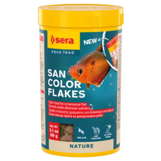 Sera San Color Flakes 250 mL floating color-enhancing food for ornamental freshwater fish