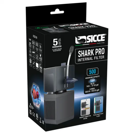 Sicce Shark PRO 500 internal aquarium filter 132 GPH for freshwater planted and saltwater tanks