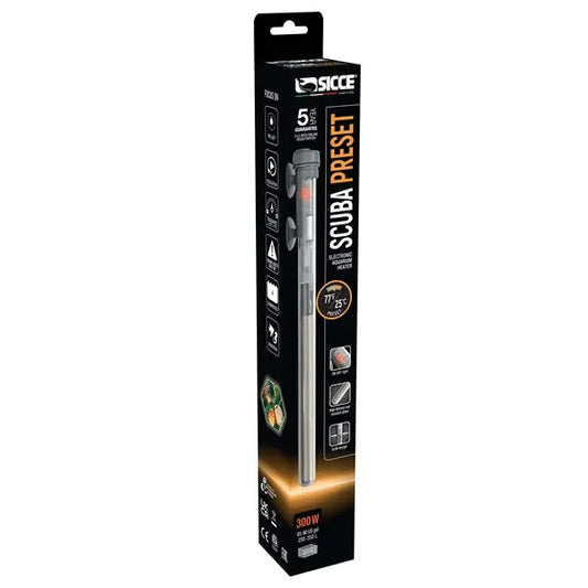 SICCE Scuba Preset 300W fully submersible aquarium heater for 65 to 90 gallon tanks