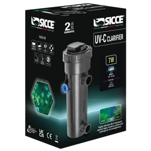 Sicce UV Filter 7W aquarium UV sterilizer for freshwater and saltwater tanks