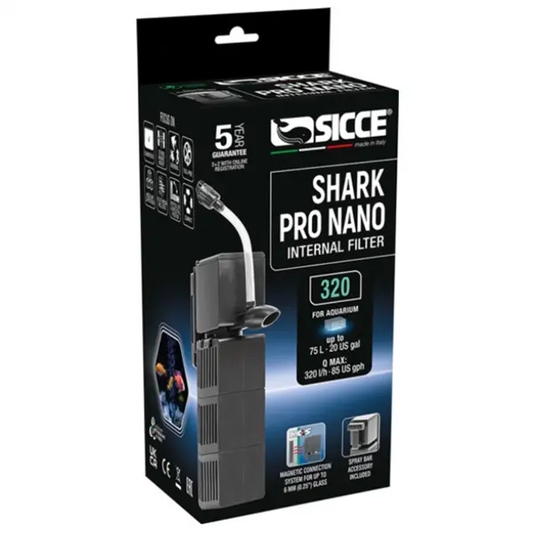SICCE Shark PRO Nano 320 internal aquarium filter with modular media for 15 to 25 gallon tanks