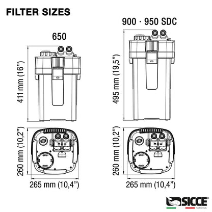 Sicce MEGA FILTRA 950 SDC smart DC aquarium filtration system for freshwater and reef tanks