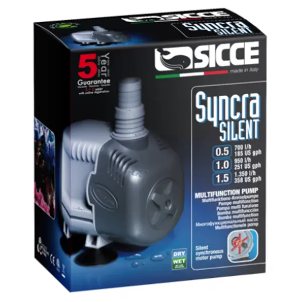 Sicce Syncra 0.5 Aquarium Pump 185 GPH submersible and inline utility pump