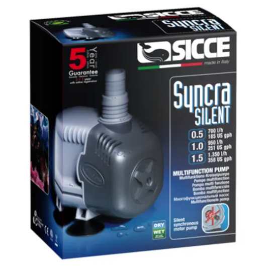 Sicce Syncra 0.5 Aquarium Pump 185 GPH submersible and inline utility pump
