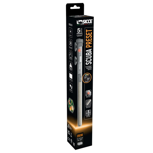 Shop Sicce Scuba Preset 250W Aquarium Heater at Tropical Treasures Wyo! Fully submersible preset heater for stable temperatures in medium to large aquariums.