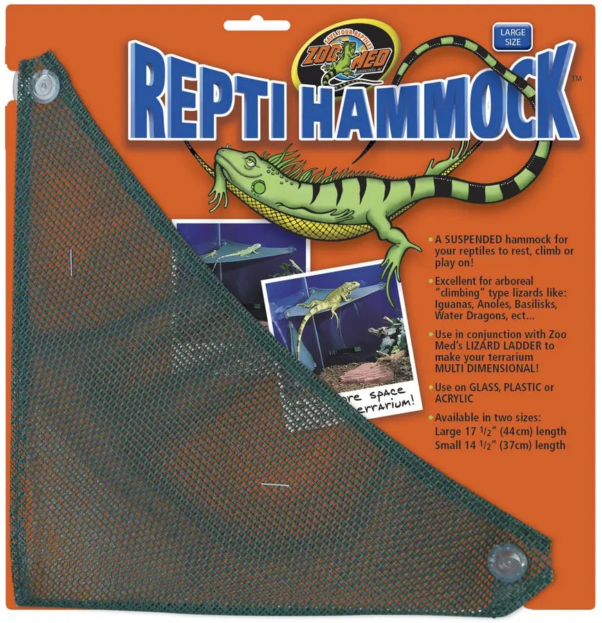 Zoo Med Repti Hammock Large (17 inch) – reptile hammock with nylon mesh and suction cups for geckos, lizards, and juvenile bearded dragons