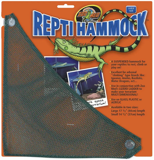 Zoo Med Repti Hammock Large (17 inch) – reptile hammock with nylon mesh and suction cups for geckos, lizards, and juvenile bearded dragons