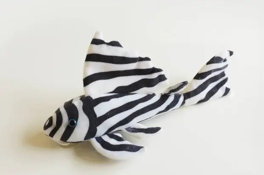Green Pleco Zebra Plecostomus Plush – black and white striped aquarium plush toy
