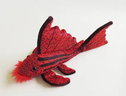 GreenPleco Crimson Plecostomus Plush – bright red pleco fish plush toy for aquarium lovers and collectors