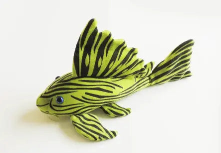 GreenPleco Royal Plecostomus Plush – detailed gray and black striped pleco fish plush toy for aquarium enthusiasts