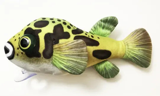 GreenPleco Puffer Fish Plush – cute round yellow and green puffer fish plush toy for aquarium lovers
