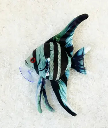 GreenPleco Angel Blue Zebra Plush – soft blue and silver striped angelfish plush toy for aquarium enthusiasts