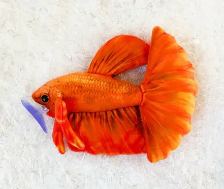 GreenPleco Betta Oranje Plush – soft orange Betta fish plush toy with graceful fins for aquarium enthusiasts