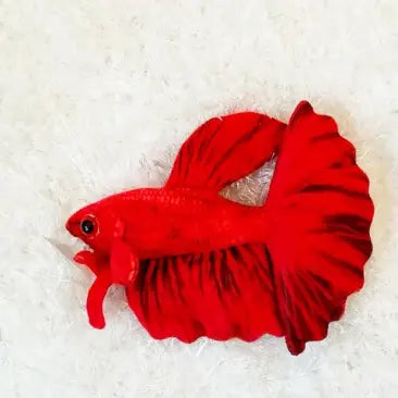 GreenPleco Betta Red Plush – soft red Betta fish plush toy with long fins for aquarium enthusiasts