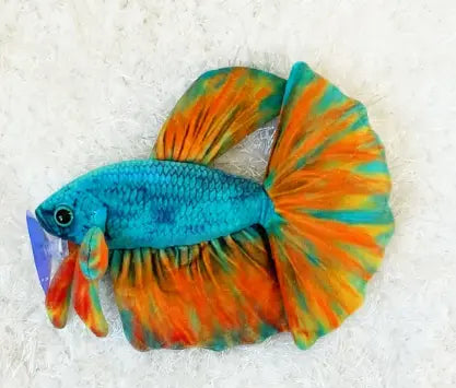 GreenPleco Betta Opal Plush – soft white and iridescent Betta fish plush toy with flowing fins for aquarium lovers
