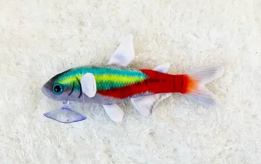 GreenPleco Neon Tetra Day Plush – Colorful blue and red collectible fish plush made from eco-friendly materials by GreenPleco