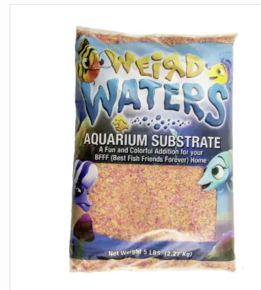 Weird Waters neon aquarium substrate with bright pink, green, yellow, orange, and purple gravel for colorful freshwater fish tanks