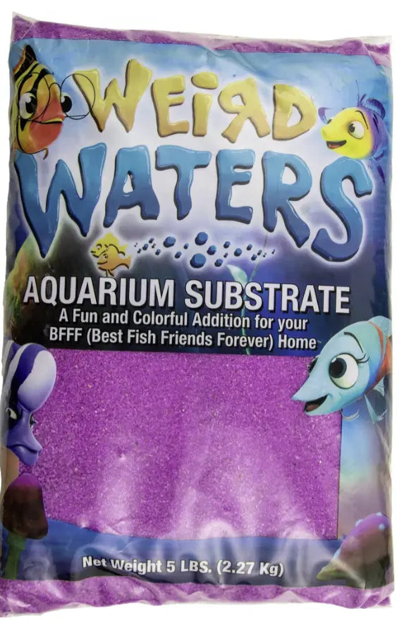 Weird Waters purple aquarium substrate with vibrant violet gravel for freshwater aquariums, betta fish tanks, and colorful aquarium displays