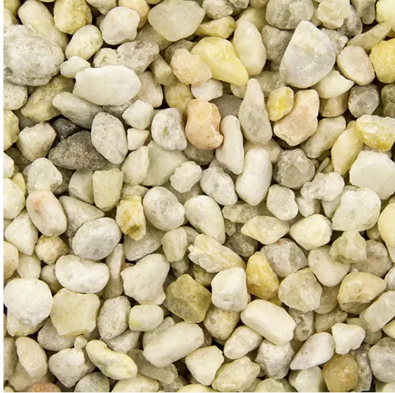 Estes Ocean Beach Pebbles natural aquarium substrate with smooth tan, beige, and cream river stones for freshwater aquariums and aquascaping