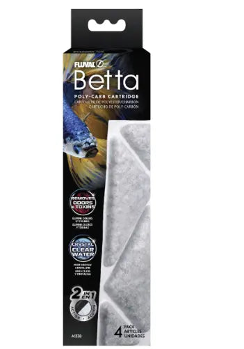 Fluval Betta Poly-Carb replacement filter cartridge 4-pack for 6-gallon betta aquarium