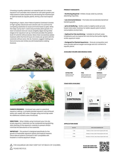 UNS Controsoil 10L Normal Black planted aquarium substrate for freshwater aquascapes and shrimp tanks.