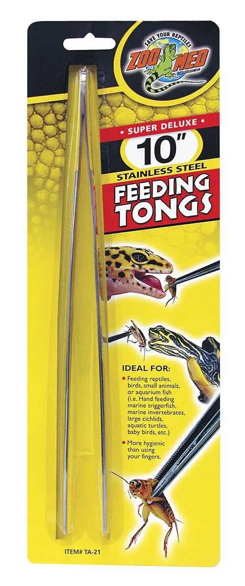 Zoo Med Feeding Tongs 10 inch – stainless steel aquarium and reptile feeding tool for precise handling of food