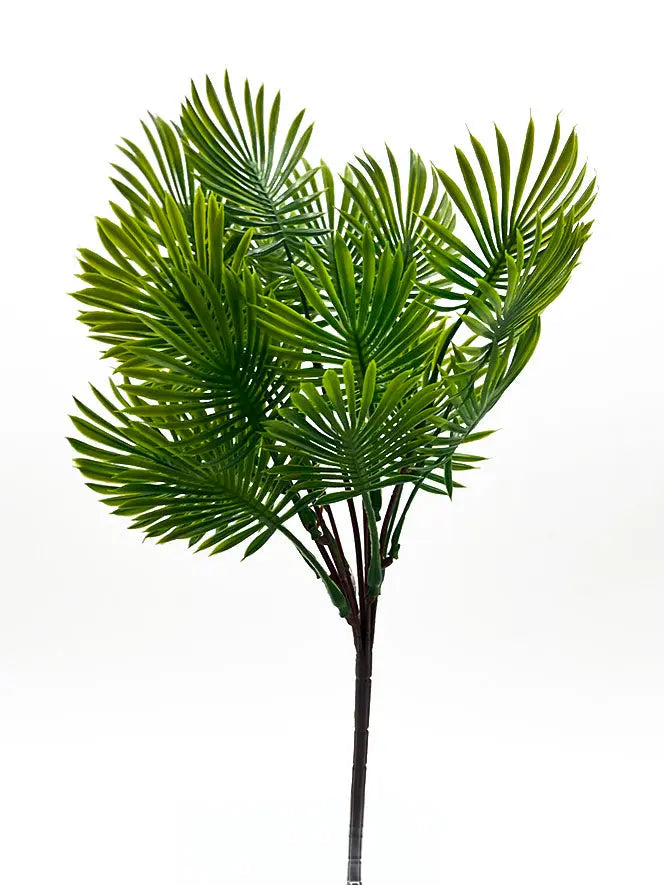 14-inch Palm Bush artificial aquarium plant – palm-inspired aquarium décor safe for freshwater fish tanks.
