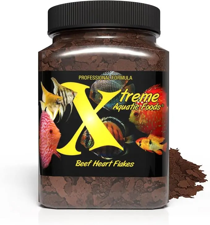 Xtreme Beef Heart Flakes 3.5 oz protein-rich discus food