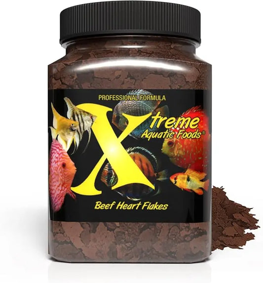 Xtreme Beef Heart Flakes 3.5 oz protein-rich discus food