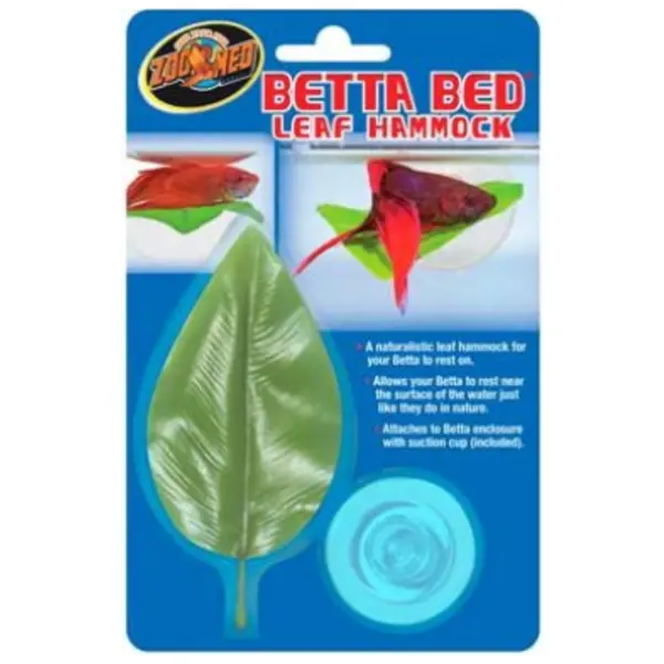 Zoo Med Betta Bed Leaf Hammock suction cup resting leaf for betta fish in nano aquariums, planted tanks, and freshwater setups.