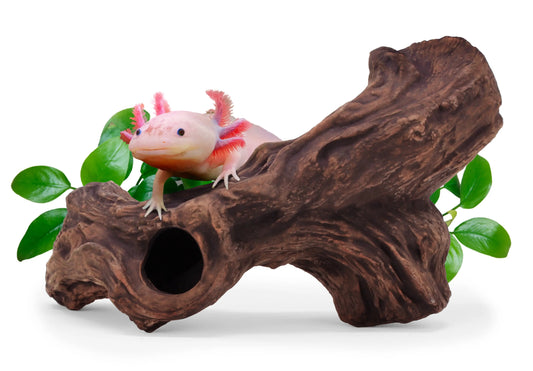 Aquavitro Ceramic Hide Model B3 – realistic wood-textured ceramic aquarium ornament and hiding spot, 8.75×4×5 in., safe for shrimp, plecos, axolotls, and more.