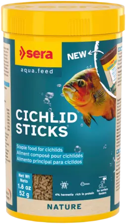 Sera Cichlid Sticks 1.8 oz floating fish food for medium and large freshwater cichlids