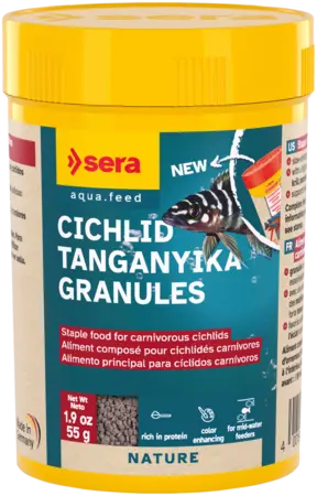 Sera Cichlid Tanganyika Granules 1.9 oz granulated fish food for Lake Tanganyika cichlids