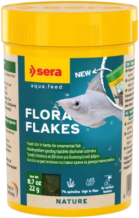 Sera Flora Nature 100 ml plant-based flake food with spirulina for freshwater fish
