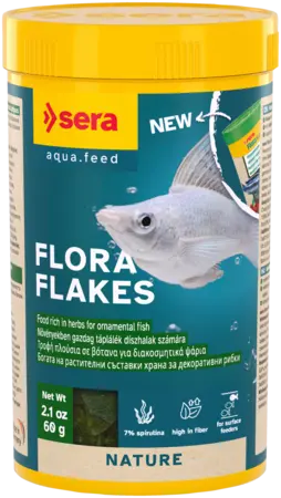 Sera Flora Nature Flakes 250 ml plant-based flake food with spirulina for freshwater fish