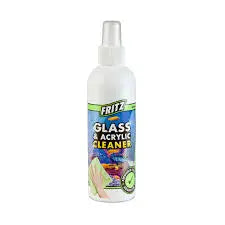 Fritz Glass & Acrylic Cleaner – aquarium-safe, streak-free solution for cleaning fingerprints, water spots, and salt creep from glass and acrylic tanks.